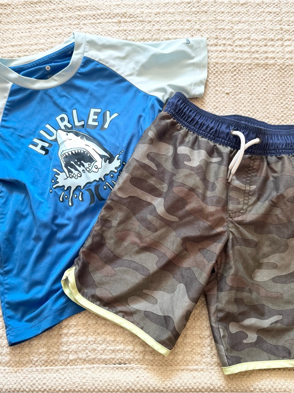 Hurley Kids Blue Swim SPF 50 Top & Carters Swim Shorts